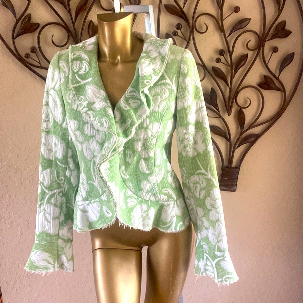 VIEW Green/White Floral Pattern Jacket Sz S